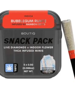 BOUTIQ SNACK PACK LIVE DIAMONDS 2.5G MINIS – BUBBLEGUM RUNTZ INFUSED W / RAINBOW BELTS